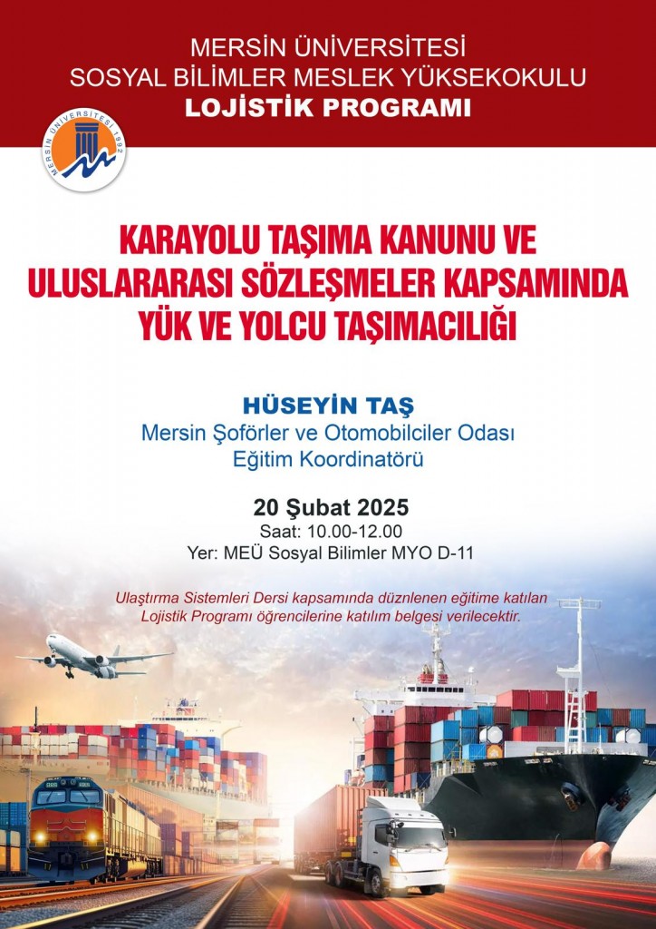 Karayolu Taşıma Kanunu ve Uluslarası Sözleşmeler Kapsamında Yük ve Yolcu Taşımacılığı detayı için tıklayınız